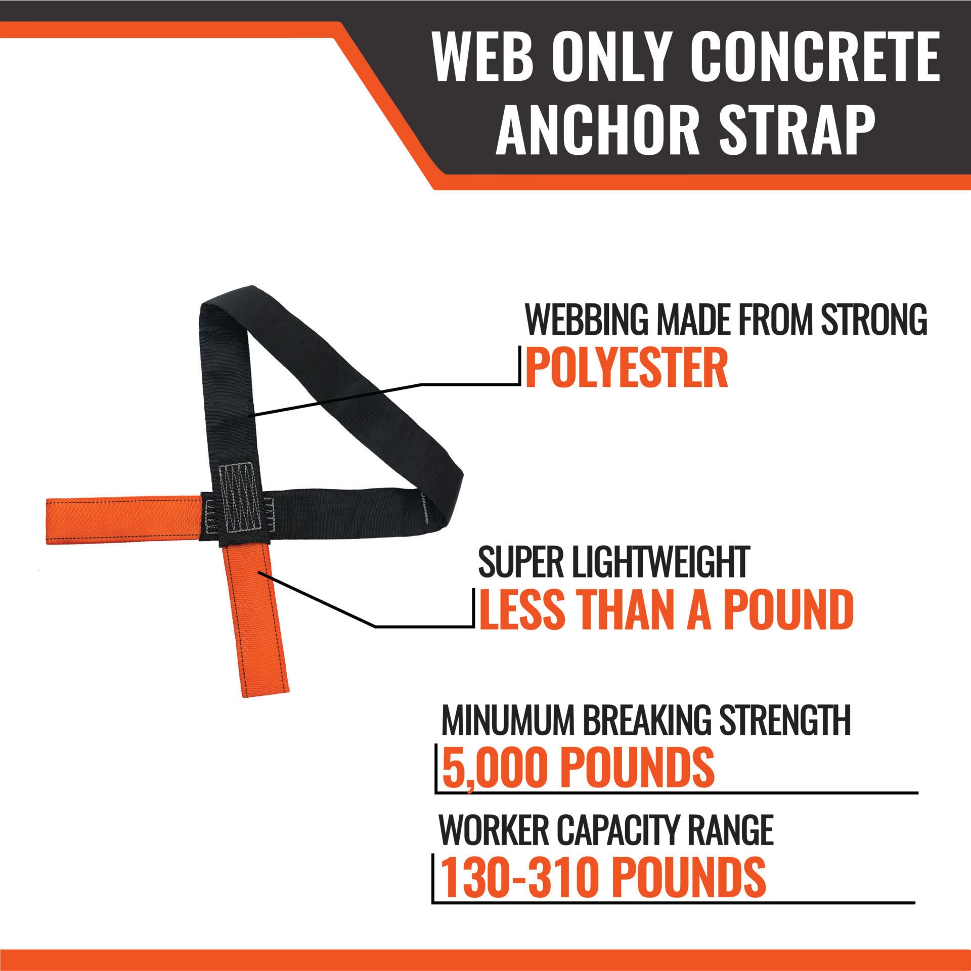 DISCONTINUED-4’ Malta Dynamics Concrete Anchor Strap (Webbed)