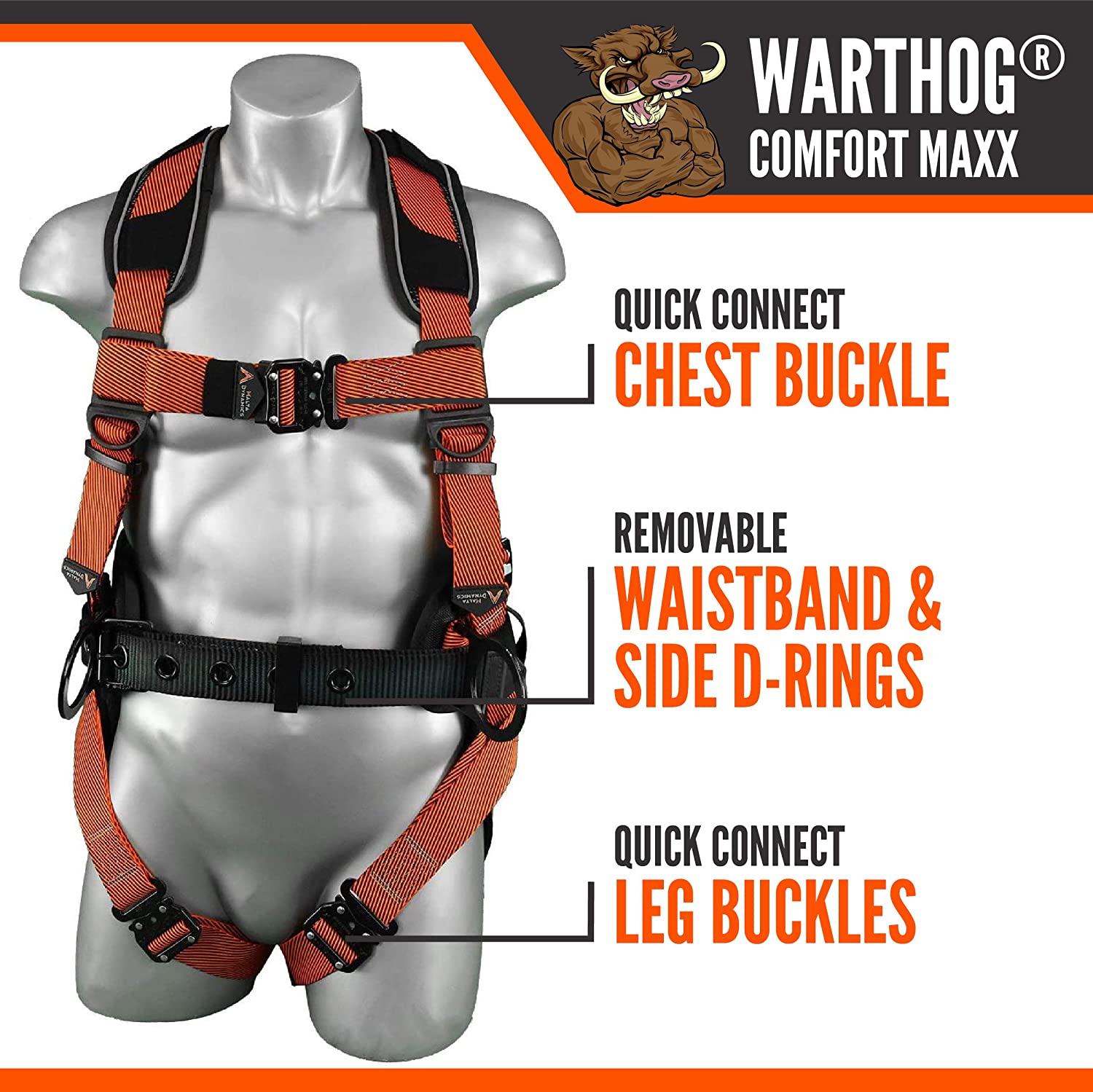 WARTHOG COMFORT MAXX BELTED SIDE D-RING HARNESS