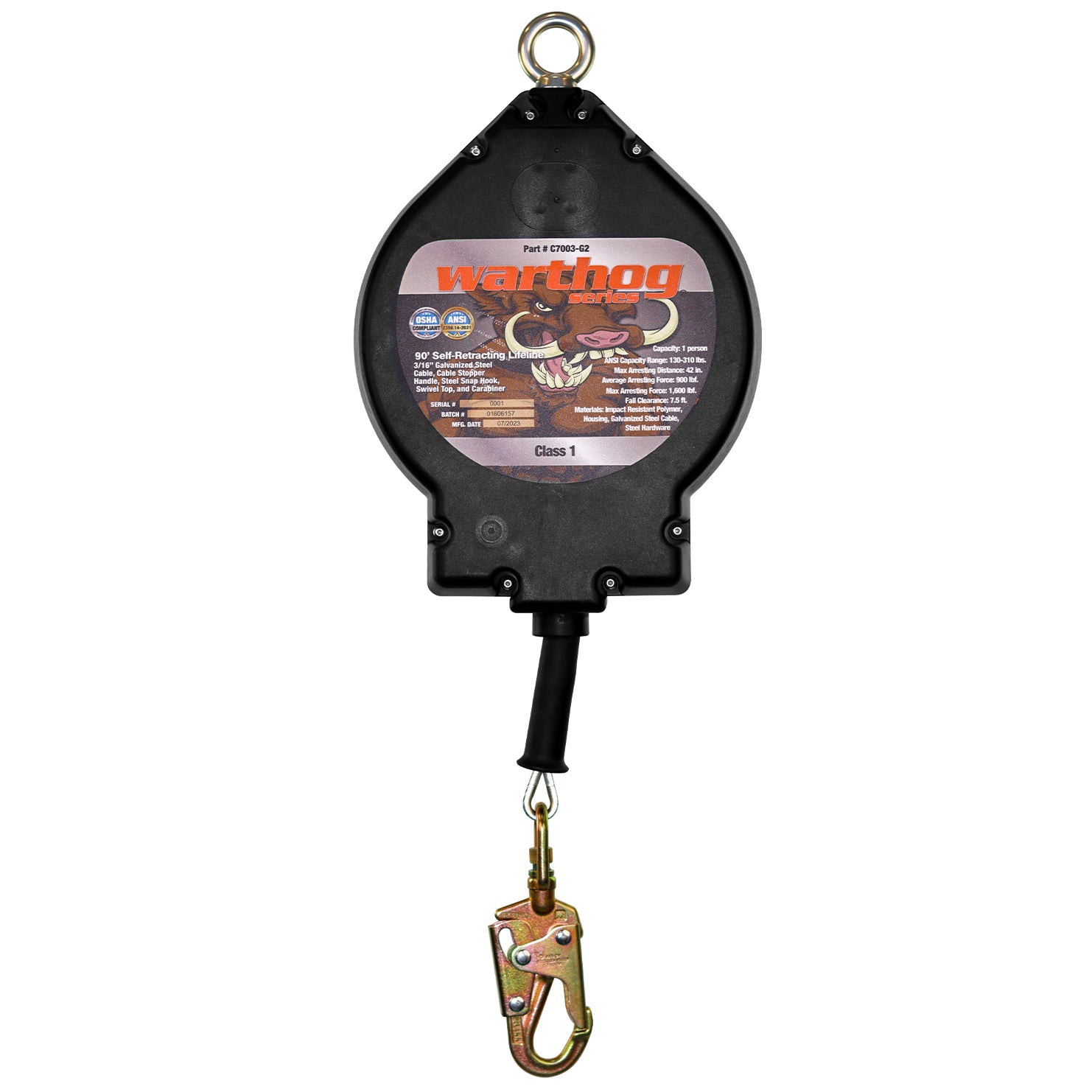 50’ & 90’ WARTHOG® SRL W/ SNAP HOOK, CLASS 1