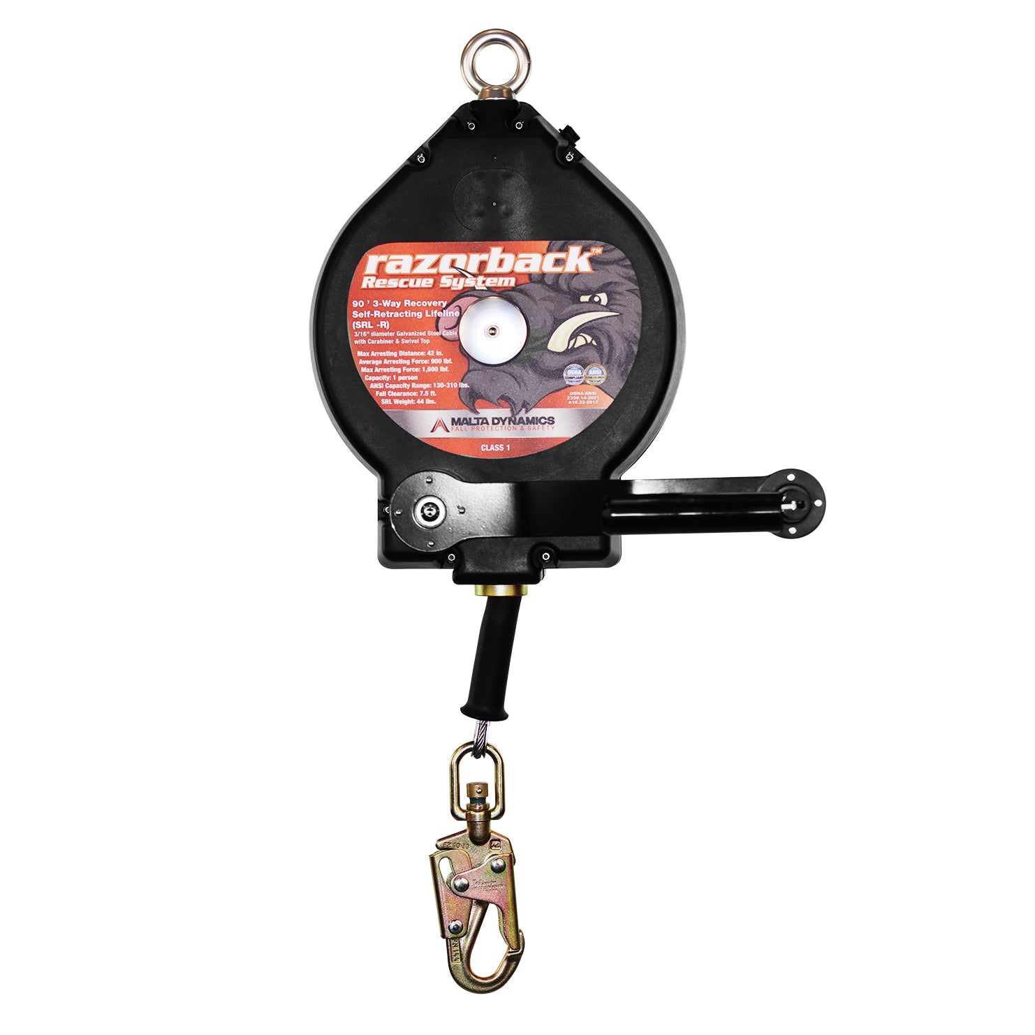 100’ Razorback 3-Way Recovery SRL With Snap Hook, Class SRL-R